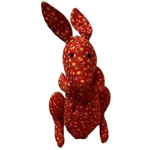 Vintage Avon "Kangaroo Two" Stuffed Calico Animal Collectible Red Floral